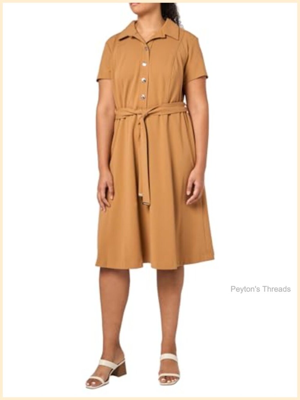 Scuba Midi Tie Waist Dress Short Sleeve Business Casual Travel